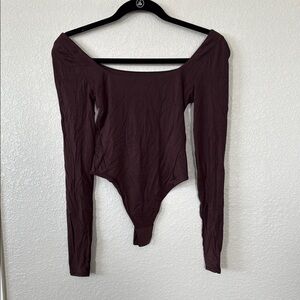 Lululemon Wundermost Ultra-Soft Nulu Square-Neck Long-Sleeve Bodysuit brown XS